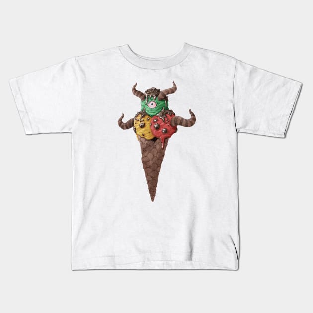 Monsterlicious - Demon Icecream Kids T-Shirt by Studio Mootant